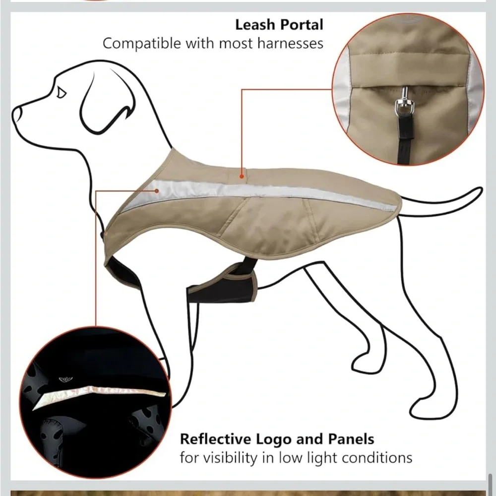 Reflective Tan Dog Jacket - Picture 1 of 7
